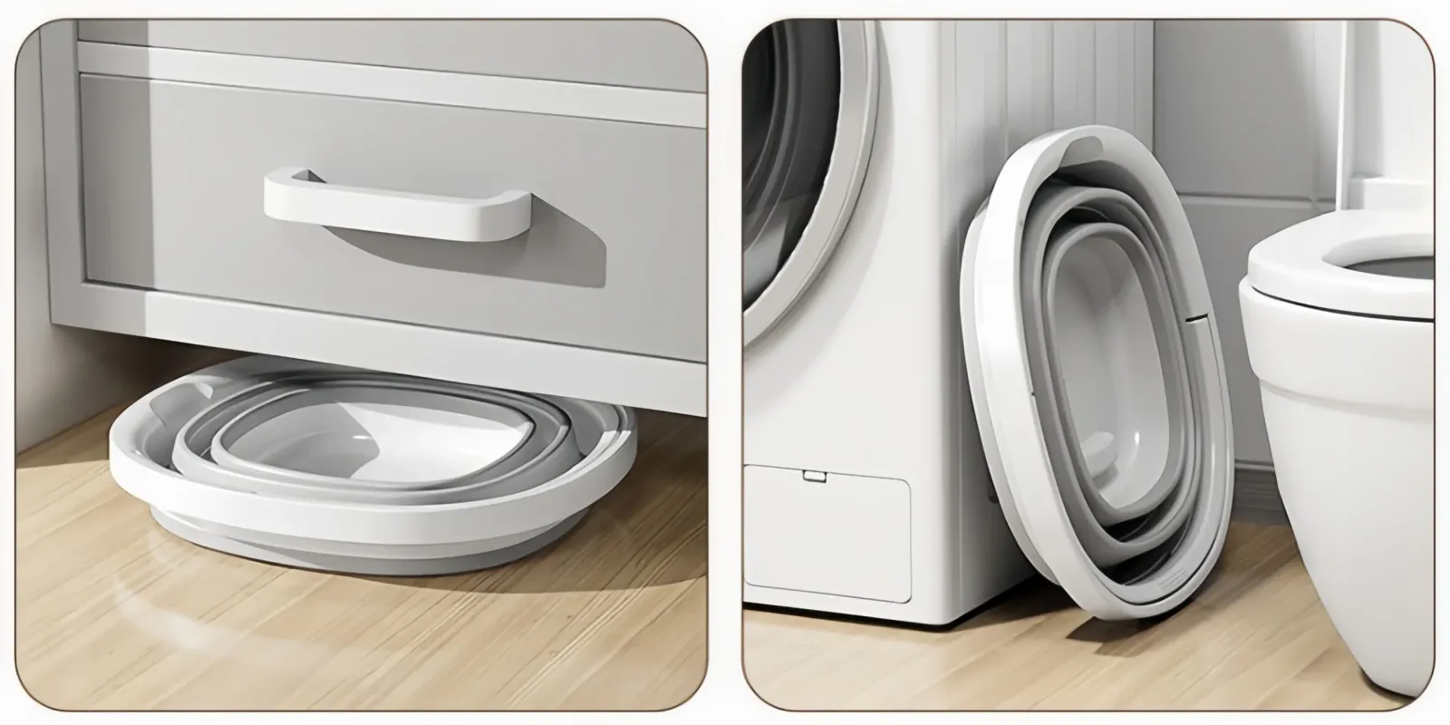 Seau pliable en utilisation pratique