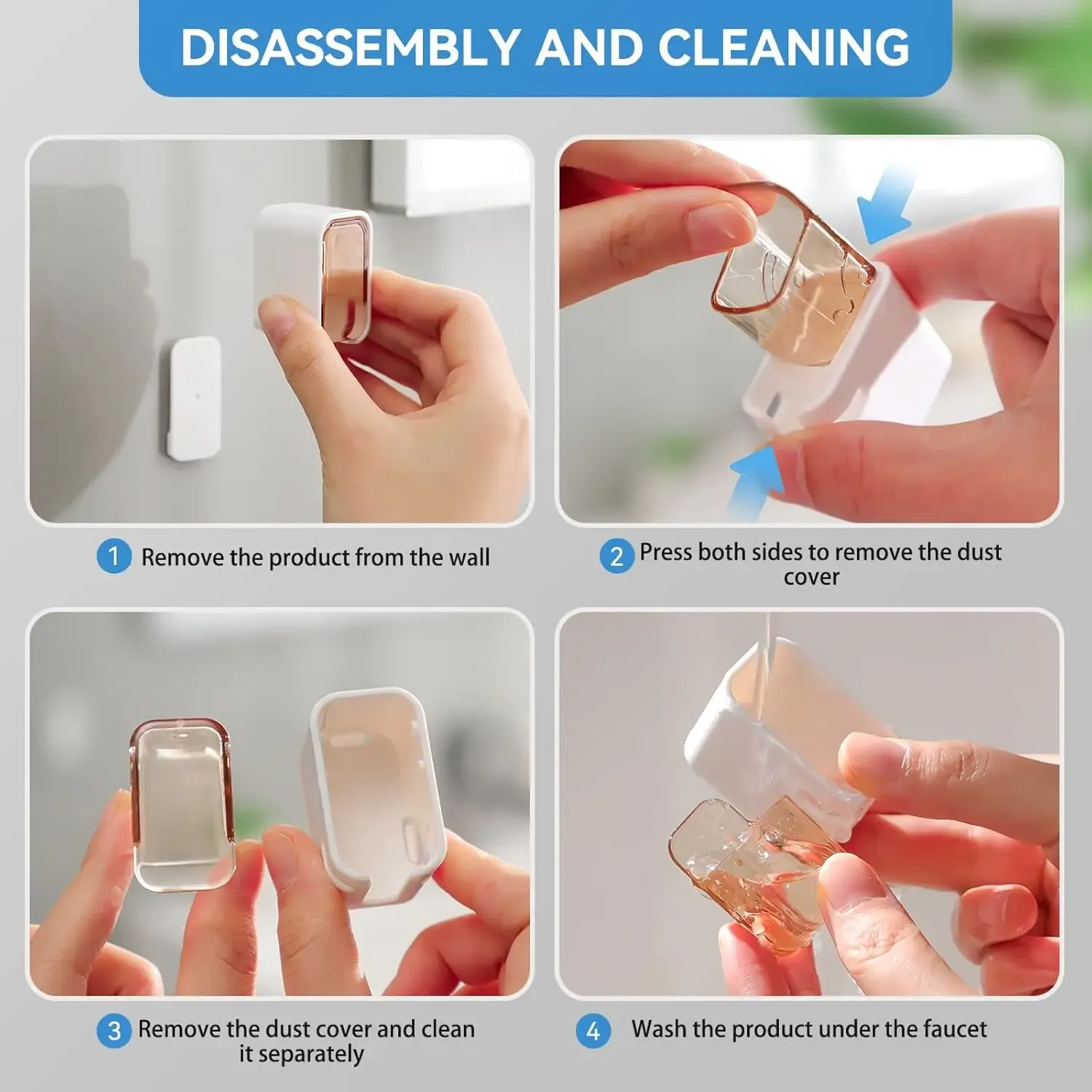 Support mural pour brosses à dents avec couvercle pour la douche, distributeur individuel pour salle de bain et organisateur de rangement pour la famille et les voyages 6