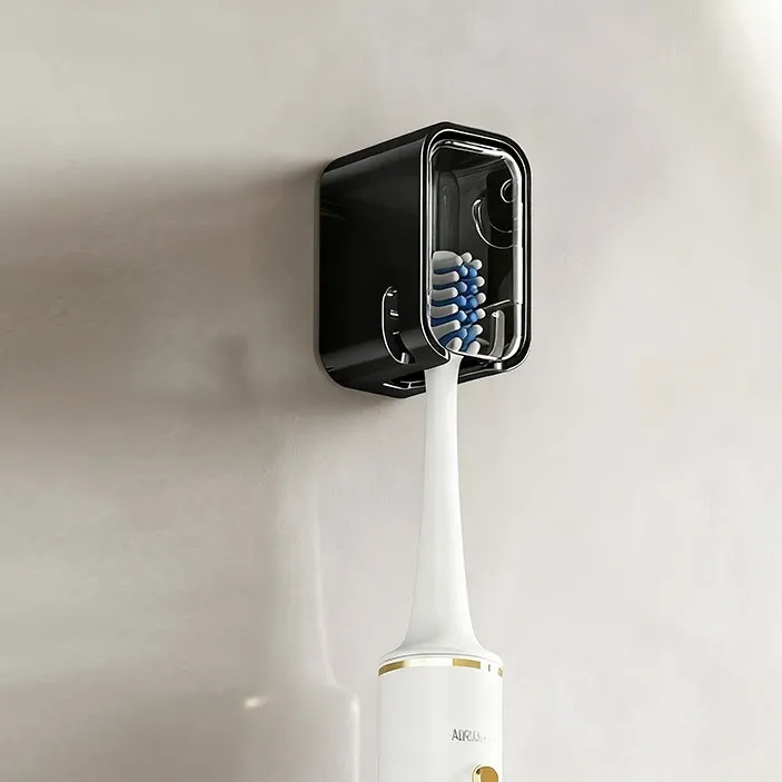 Support mural pour brosses à dents avec couvercle pour la douche, distributeur individuel pour salle de bain et organisateur de rangement pour la famille et les voyages 14