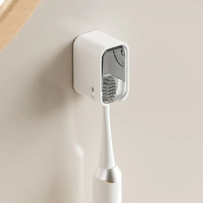 Support mural pour brosses à dents avec couvercle pour la douche, distributeur individuel pour salle de bain et organisateur de rangement pour la famille et les voyages 11