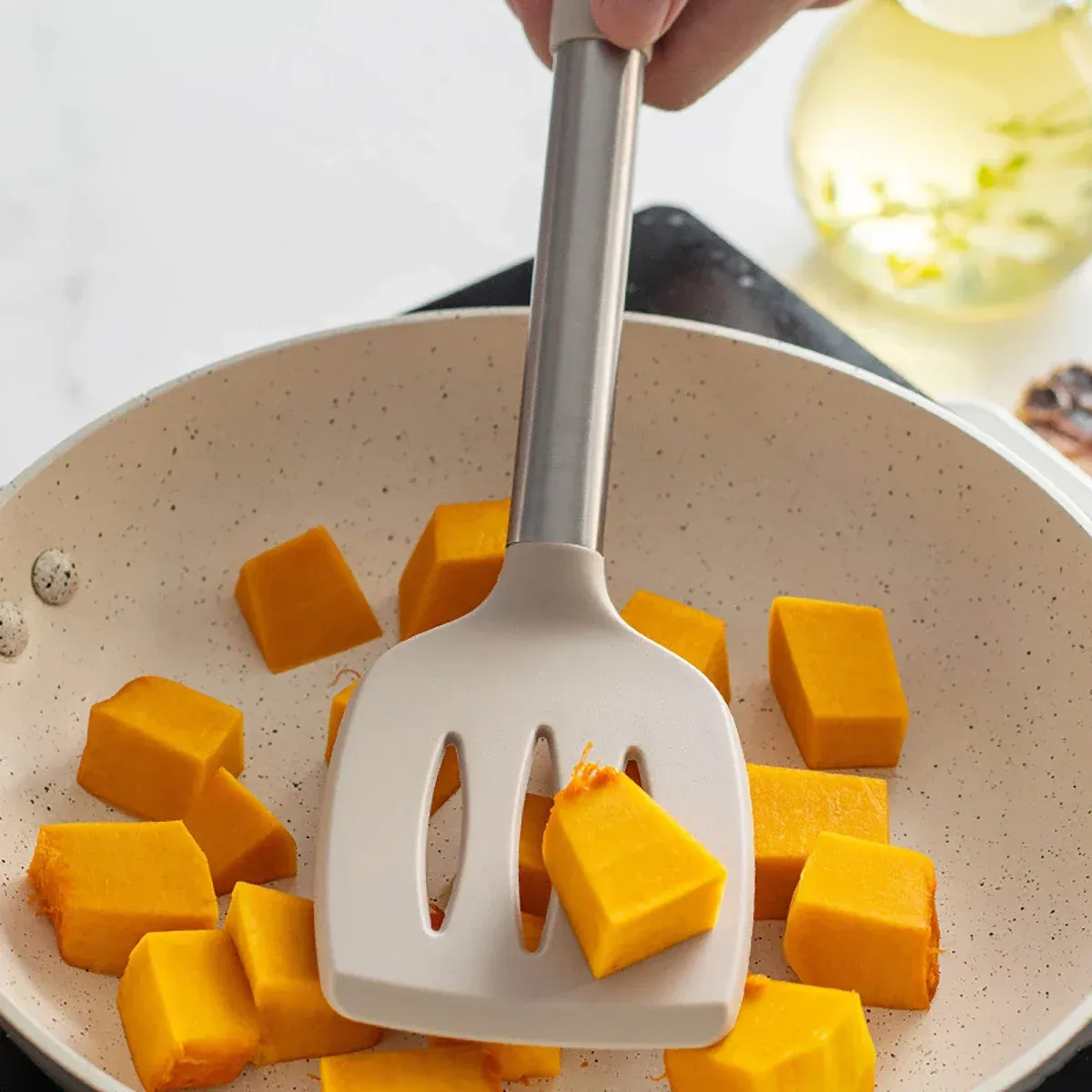 Spatule à frire pour steak, ustensiles de cuisine à manche en acier inoxydable, ensemble d'ustensiles de cuisine en silicone, ensemble d'outils de cuisine 2 pièces 3