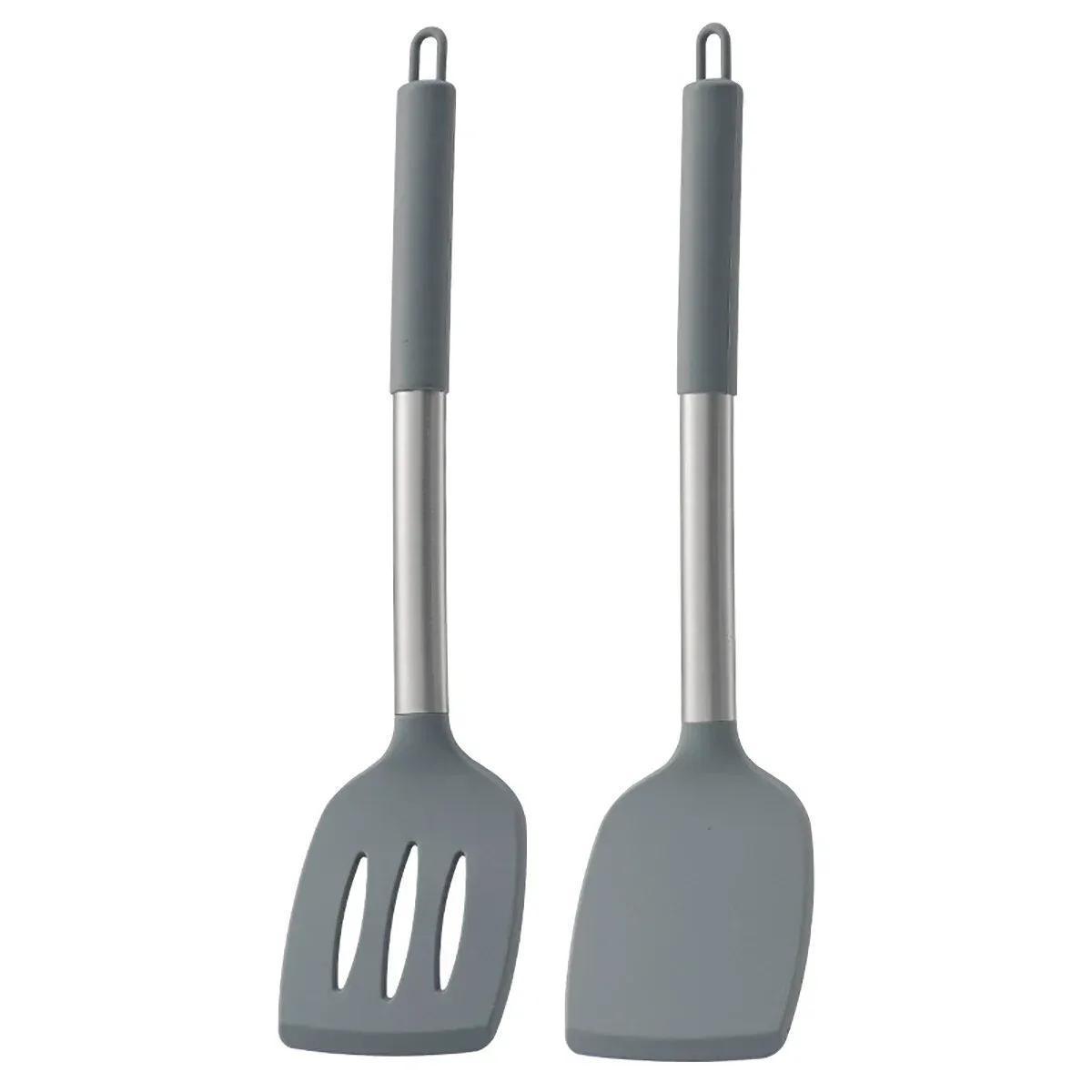 Spatule à frire pour steak, ustensiles de cuisine à manche en acier inoxydable, ensemble d'ustensiles de cuisine en silicone, ensemble d'outils de cuisine 2 pièces 7