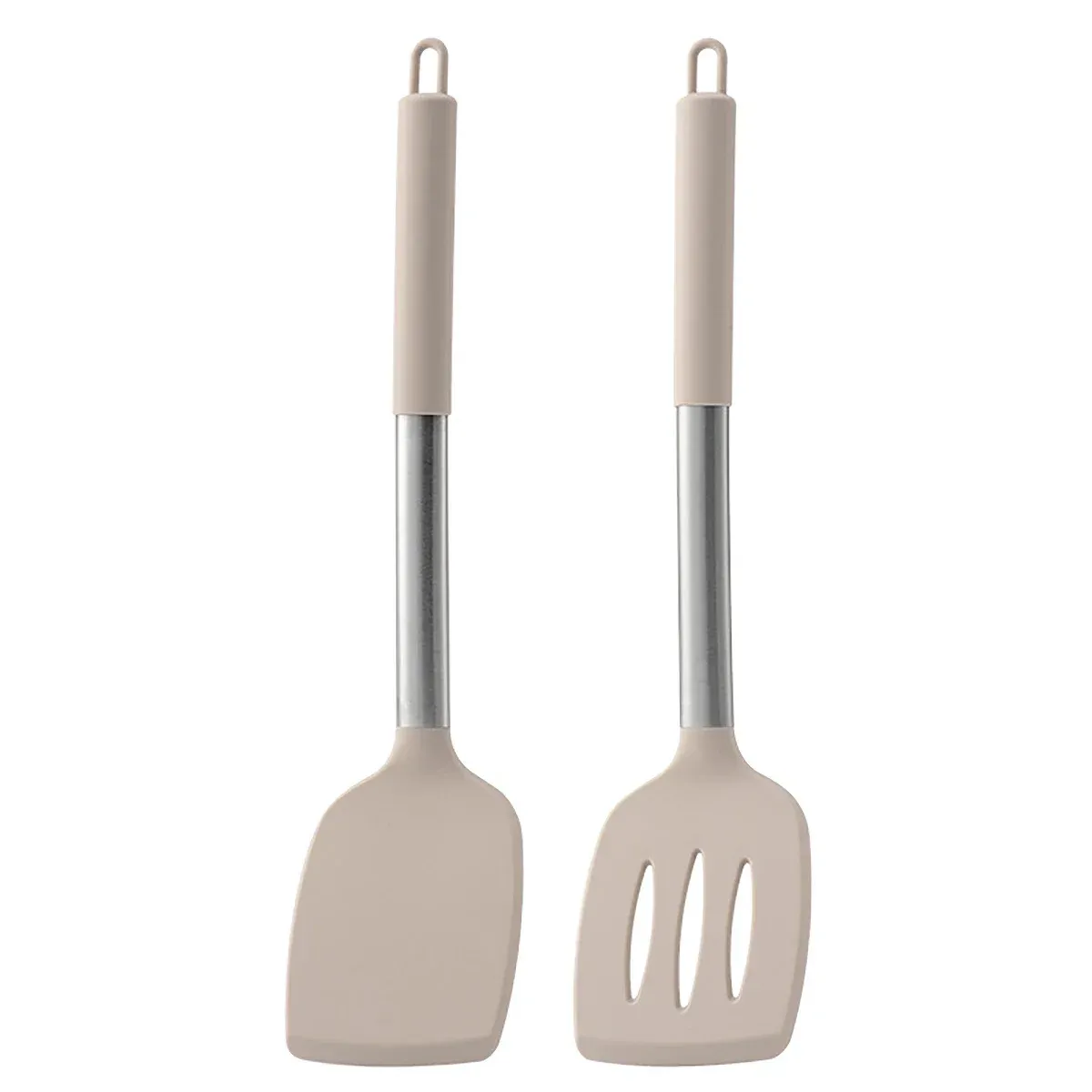 Spatule à frire pour steak, ustensiles de cuisine à manche en acier inoxydable, ensemble d'ustensiles de cuisine en silicone, ensemble d'outils de cuisine 2 pièces 8