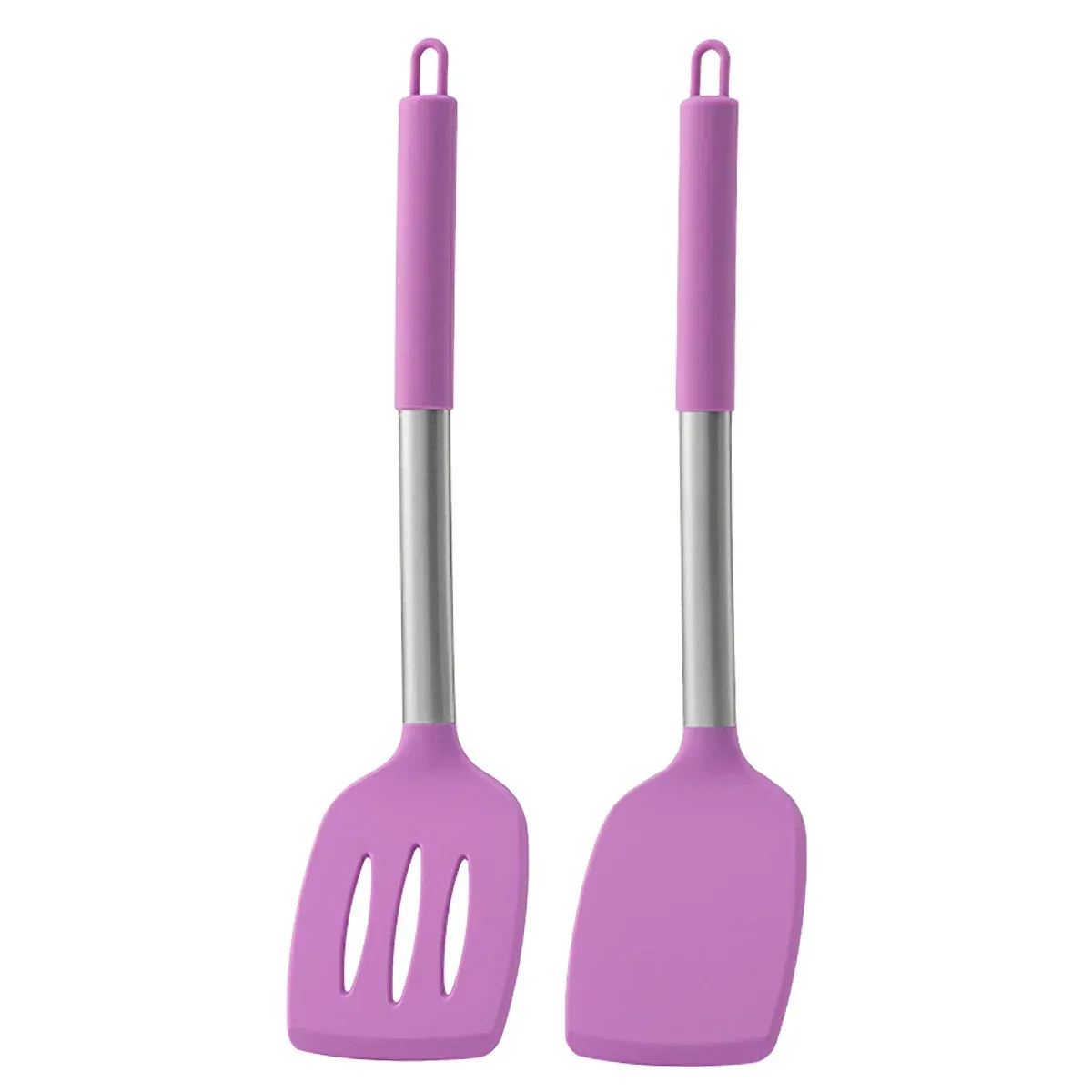Spatule à frire pour steak, ustensiles de cuisine à manche en acier inoxydable, ensemble d'ustensiles de cuisine en silicone, ensemble d'outils de cuisine 2 pièces 9