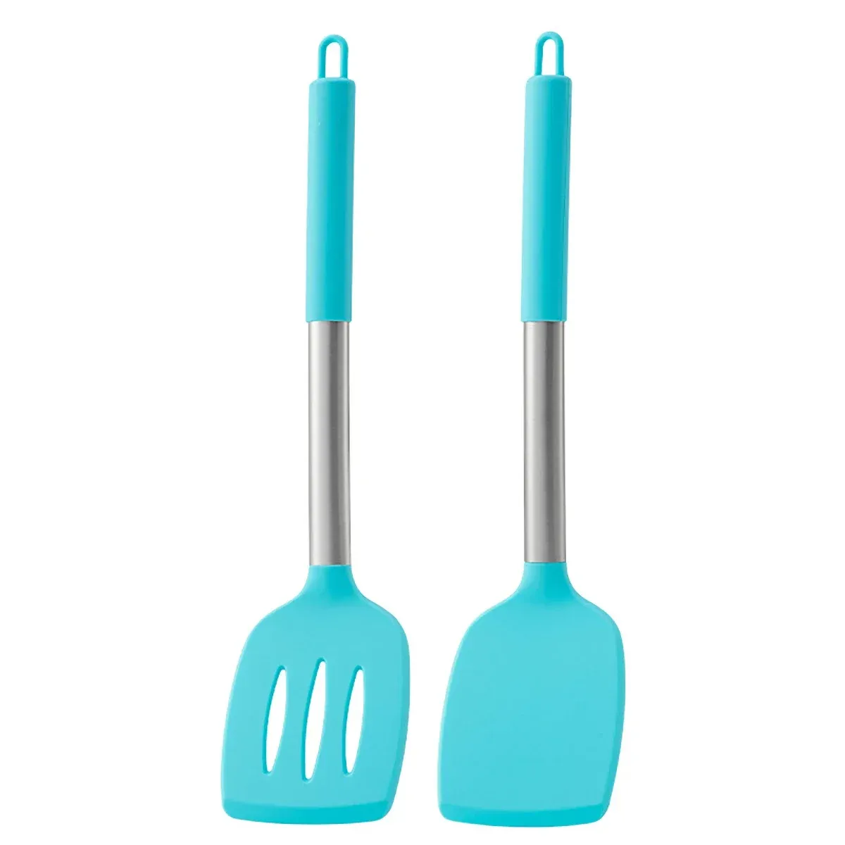 Spatule à frire pour steak, ustensiles de cuisine à manche en acier inoxydable, ensemble d'ustensiles de cuisine en silicone, ensemble d'outils de cuisine 2 pièces 11