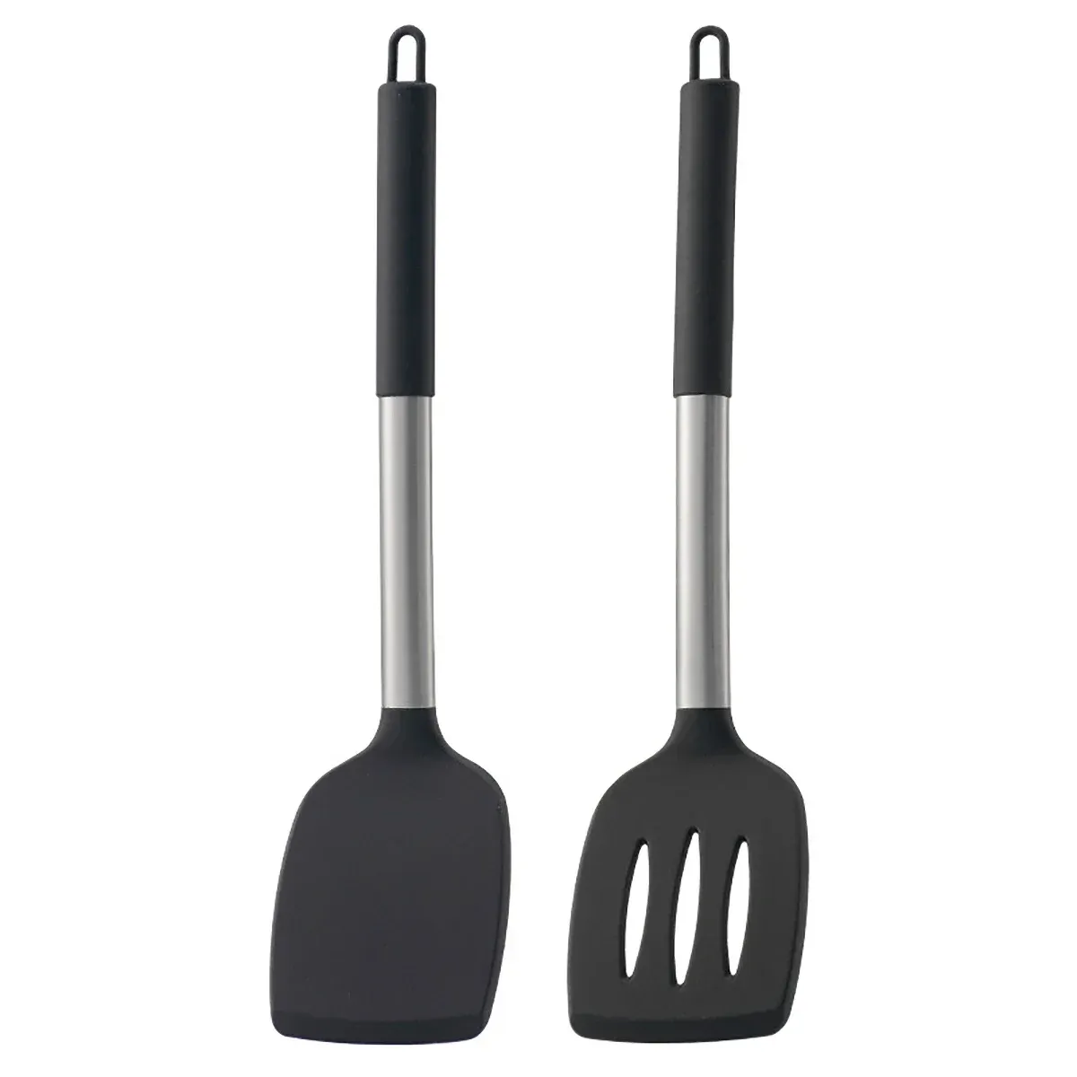 Spatule à frire pour steak, ustensiles de cuisine à manche en acier inoxydable, ensemble d'ustensiles de cuisine en silicone, ensemble d'outils de cuisine 2 pièces 13