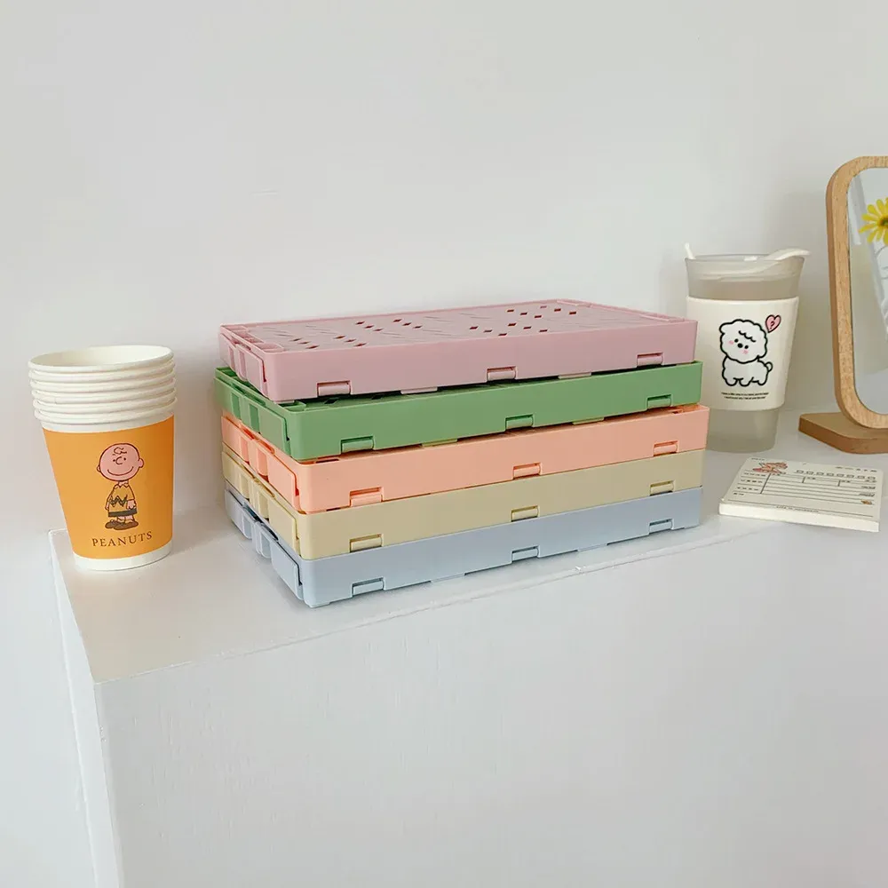 Panier de rangement pliable en plastique, rangement maison