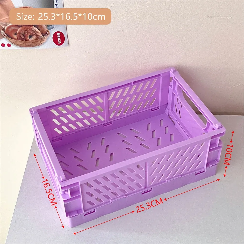 Boîte de Rangement Pliable en Plastique Multifonction, Organisateur Cosmétique et de Bureau 16