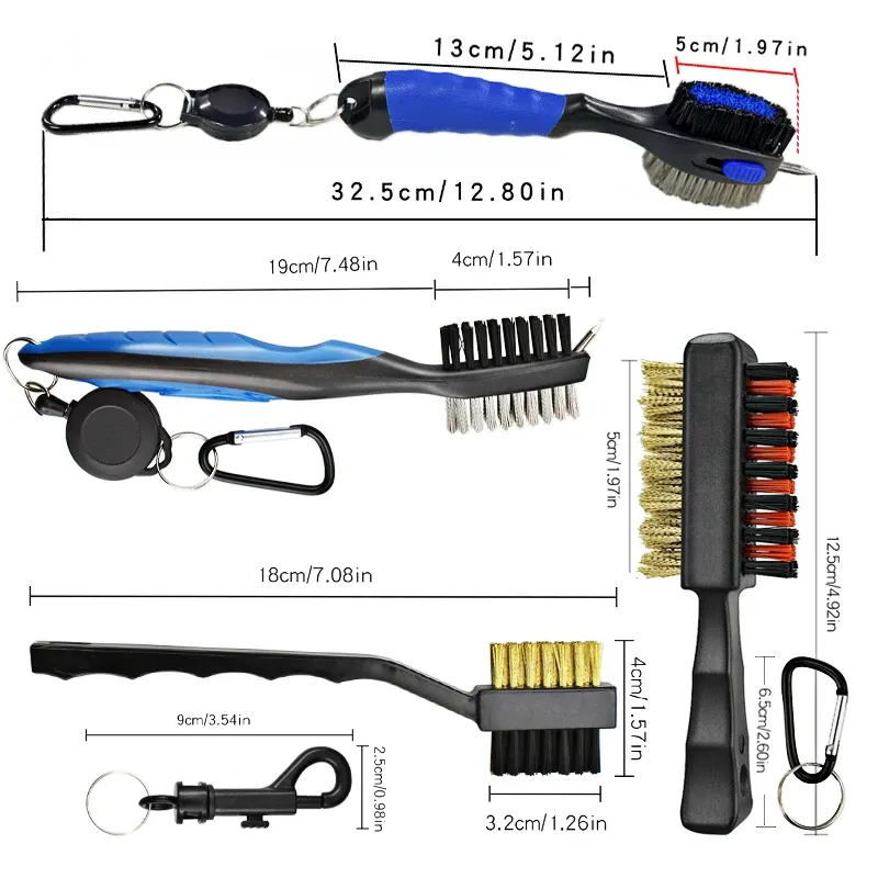 Nettoyeur de club de golf avec mousqueton, brosse de nettoyage et affûteur de rainures, accessoire de golf multi-usage 5