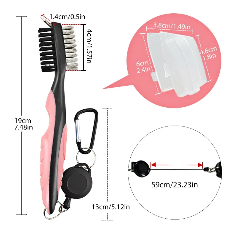 Nettoyeur de club de golf avec mousqueton, brosse de nettoyage et affûteur de rainures, accessoire de golf multi-usage 12