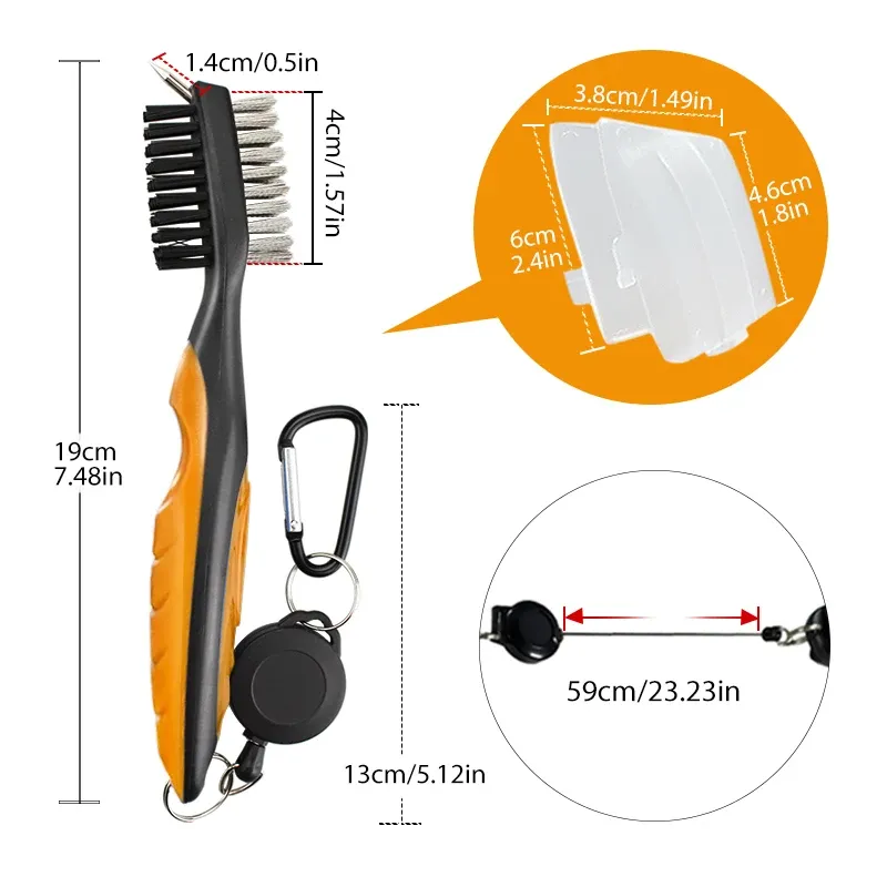 Nettoyeur de club de golf avec mousqueton, brosse de nettoyage et affûteur de rainures, accessoire de golf multi-usage 11