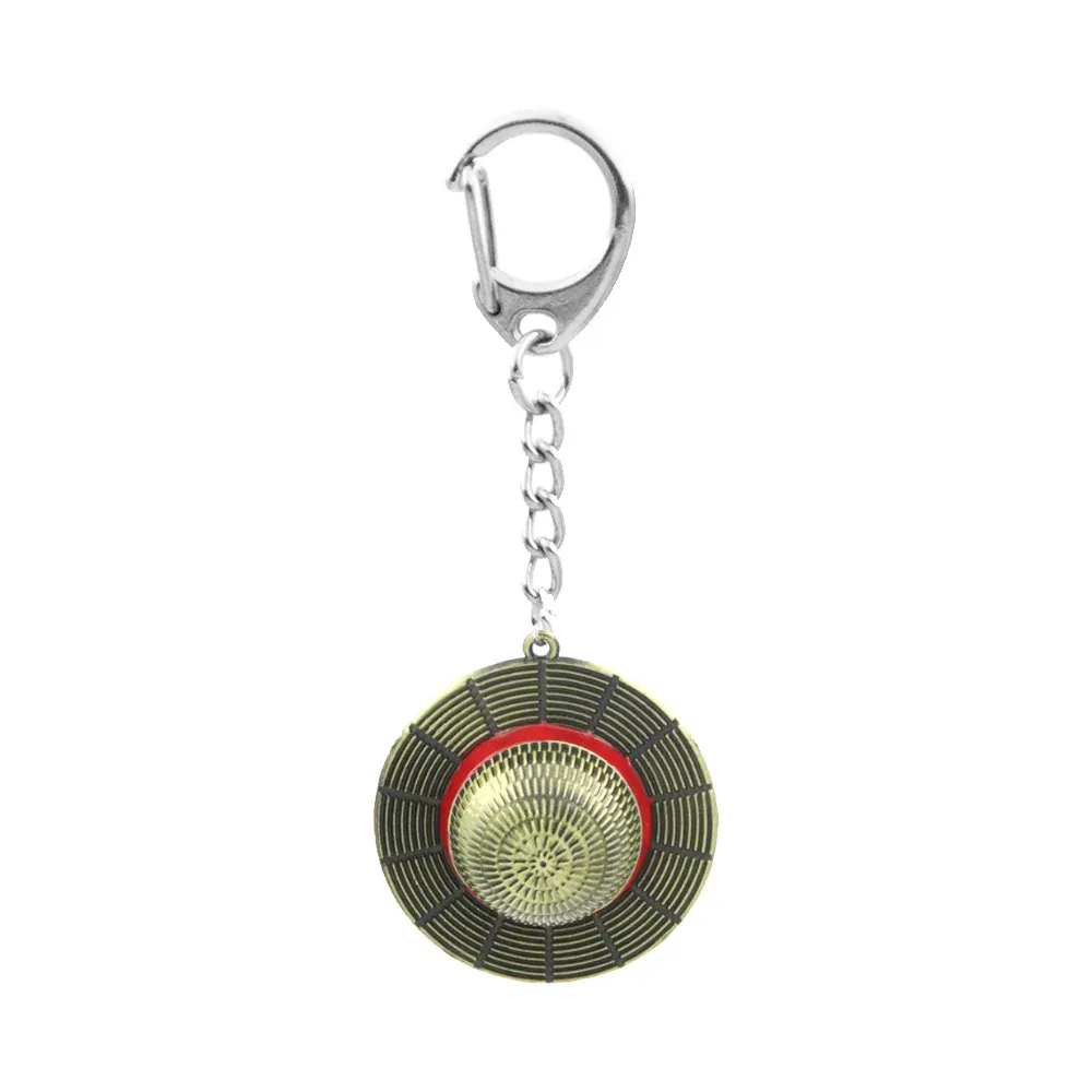 Porte-clés en métal à pendentif chapeau de paille, style anime classique 7
