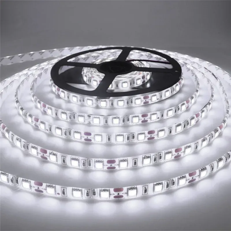 Bande LED RGB 12 V CC 5 m 300 LED SMD 2835 Bleu Rouge Vert Jaune Blanc Blanc Chaud Ruban Flexible