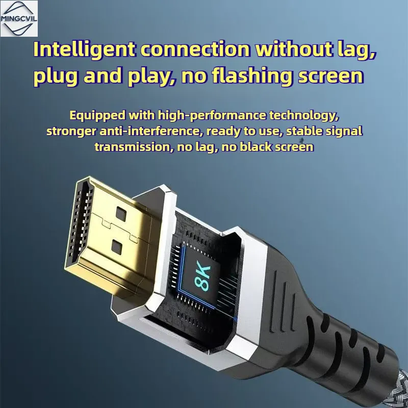 MINGCVIL Câble HDMI 2.1 48 Gbps, 8K 60 Hz, 4K 120 Hz, HDR, 3D, compatible HDTV et PC, disponible en 1 m, 2 m, 3 m et 5 m 4