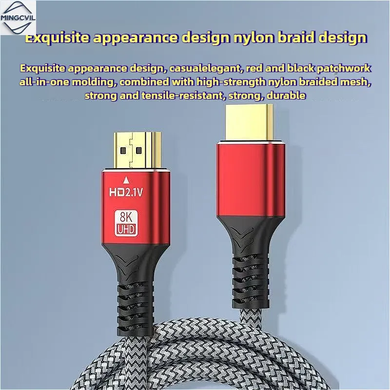 MINGCVIL Câble HDMI 2.1 48 Gbps, 8K 60 Hz, 4K 120 Hz, HDR, 3D, compatible HDTV et PC, disponible en 1 m, 2 m, 3 m et 5 m 6