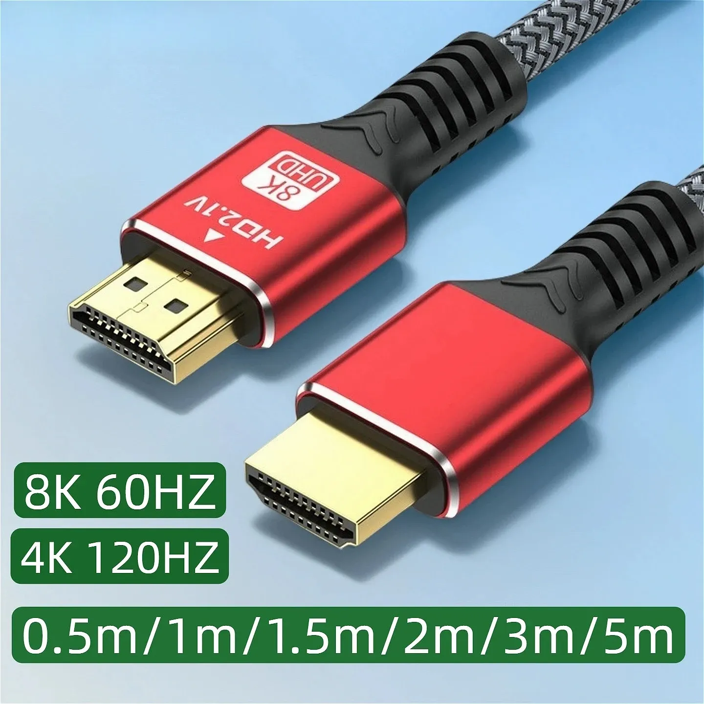 MINGCVIL Câble HDMI 2.1 48 Gbps, 8K 60 Hz, 4K 120 Hz, HDR, 3D, compatible HDTV et PC, disponible en 1 m, 2 m, 3 m et 5 m 7