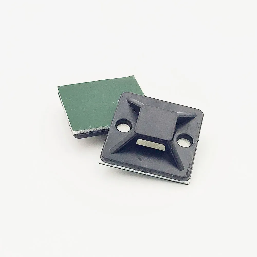 Support de fixation pour serre-câble noir et blanc, clip pour voiture, support mural amovible pour câbles, base auto-adhésive verte 4