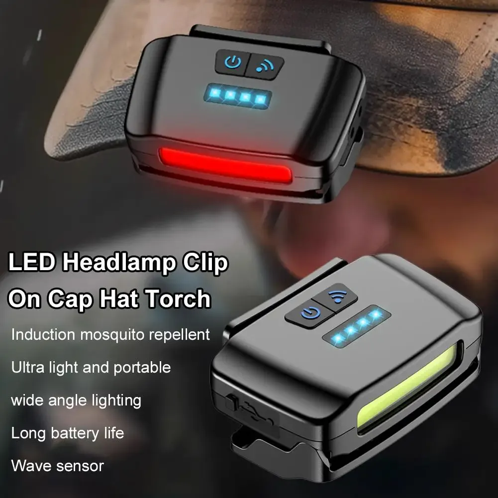Lampe à clip LED pour casquette, indicateur de batterie