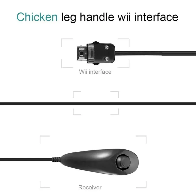 Nunchuk filaire pour Nintendo Wii, vue latérale