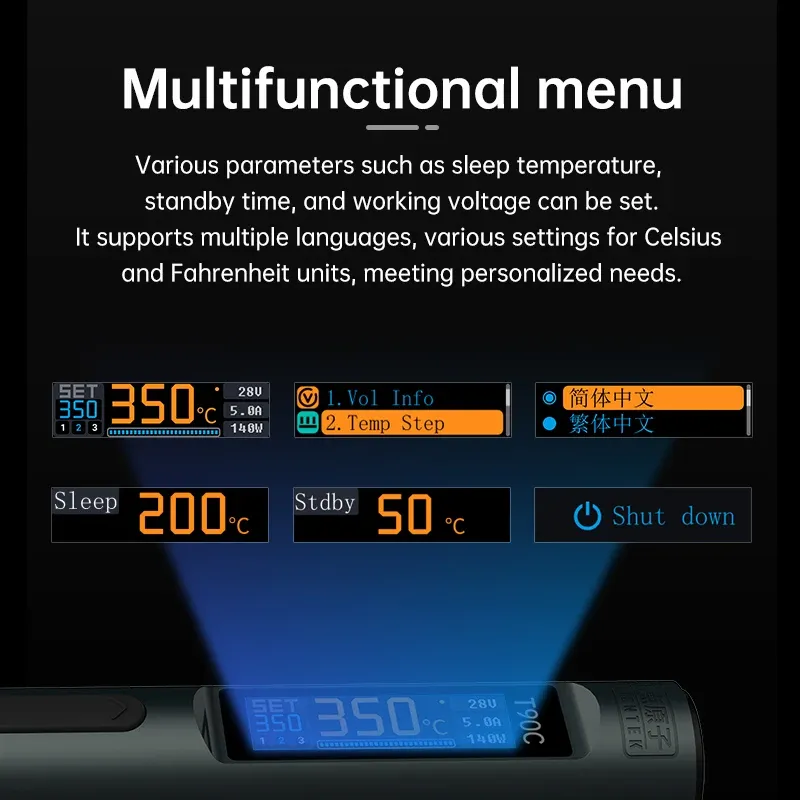 Station de soudage intelligente ALIENTEK T90, fer à souder PD 140 W à température réglable, alimentation DC 28 V, plage 80–450 °C, kit avec pointes C245, C210 et T65 2