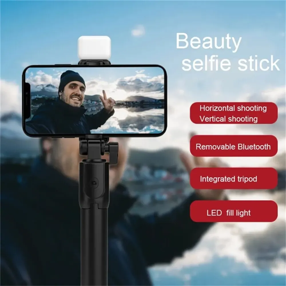 Trépied portable Bluetooth pour perche à selfie, détail de la pince