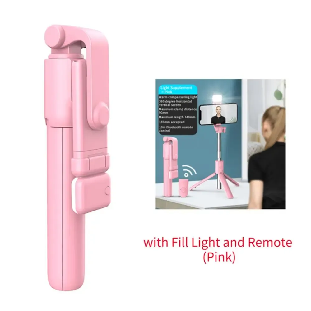 Trépied portable Bluetooth pour perche à selfie avec télécommande sans fil et lumière de remplissage 9