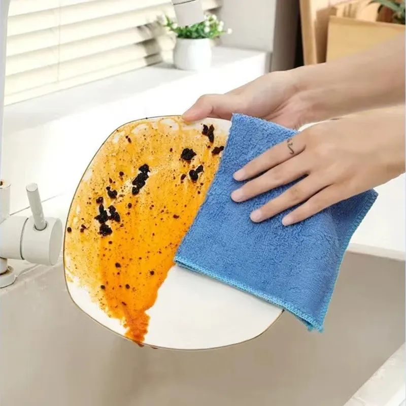 Chiffon de nettoyage en microfibre, torchon à vaisselle non pelucheux pour cuisine 2
