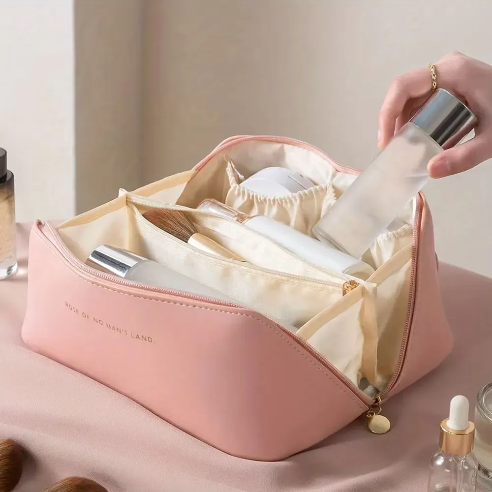 Trousse de maquillage de luxe pour femme, sac à cosmétiques de voyage avec fermeture éclair 4