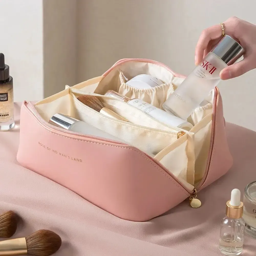 Trousse de maquillage de luxe pour femme, sac à cosmétiques de voyage avec fermeture éclair 10