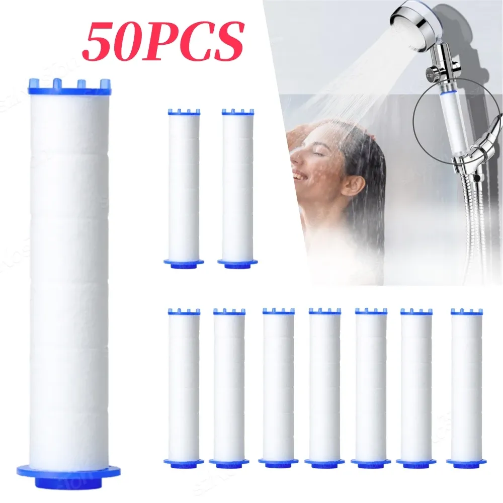 Pommeau de douche filtrant de remplacement, lot de 50 ou 10 pièces, élimine le chlore, le fluor et le calcaire de l'eau dure, accessoires d'hygiène pour salle de bain 1