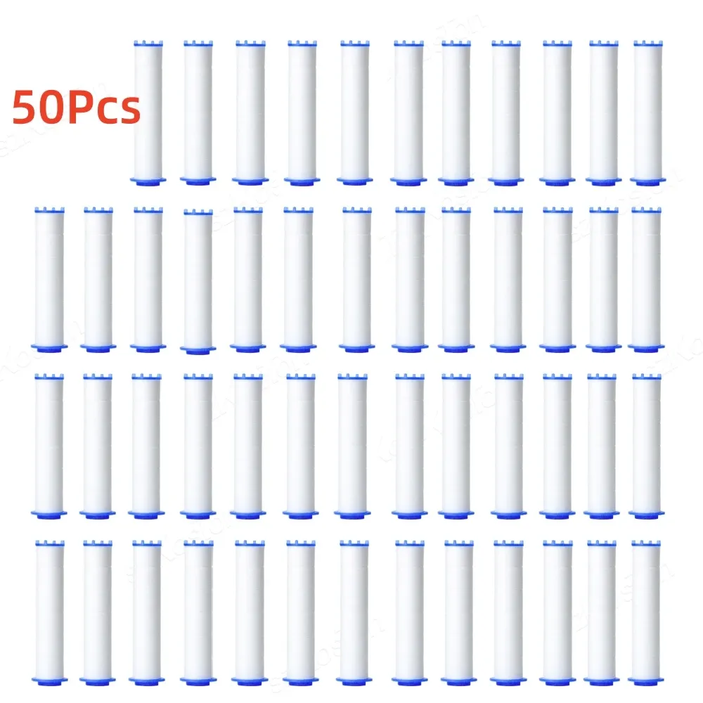 Pommeau de douche filtrant de remplacement, lot de 50 ou 10 pièces, élimine le chlore, le fluor et le calcaire de l'eau dure, accessoires d'hygiène pour salle de bain 9