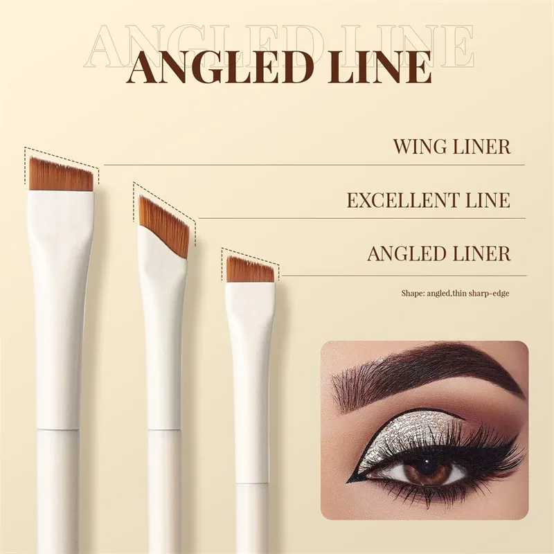 Ensemble de pinceaux de maquillage avec lame de mise à niveau, pinceau eyeliner à tête fine biseautée, pinceau sourcils et pinceau sous les yeux, pinceau de détail précis, 1/7/9 3
