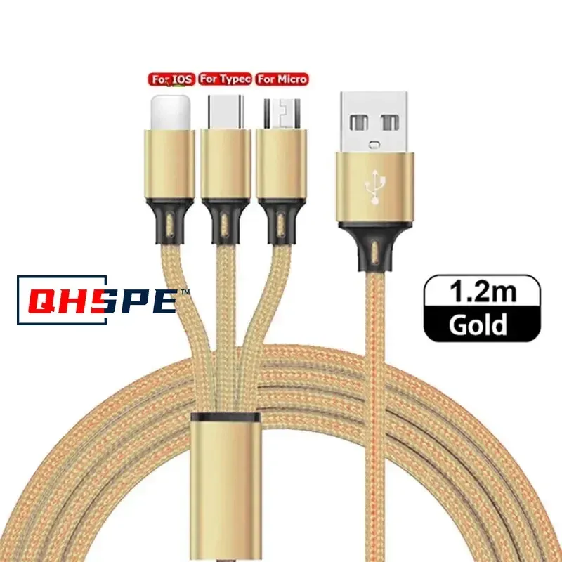 Câble USB 3 en 1 avec connecteurs Micro USB, USB-C et Lightning, charge rapide pour iPhone 11, 12, 13 Pro Max, Xiaomi et Samsung 10