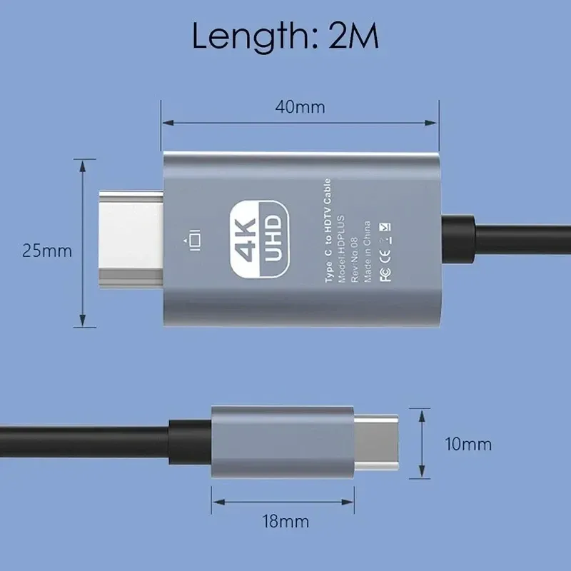 Câble USB-C vers HDMI, finition et détails