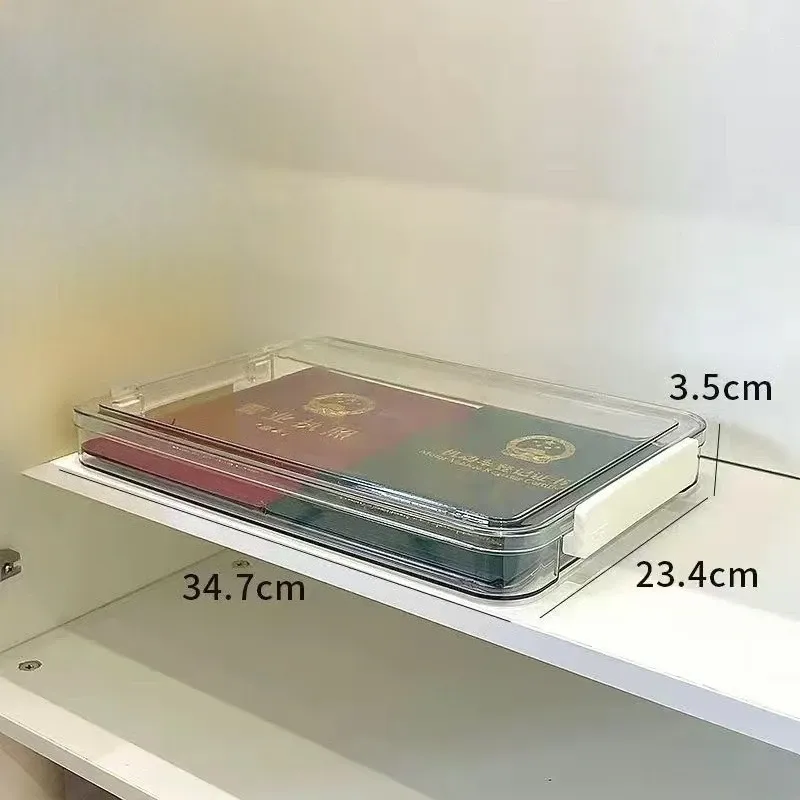 Organisateur de bureau transparent en acrylique pour documents A4, avec boîte de rangement anti-poussière pour papiers et cartes 7