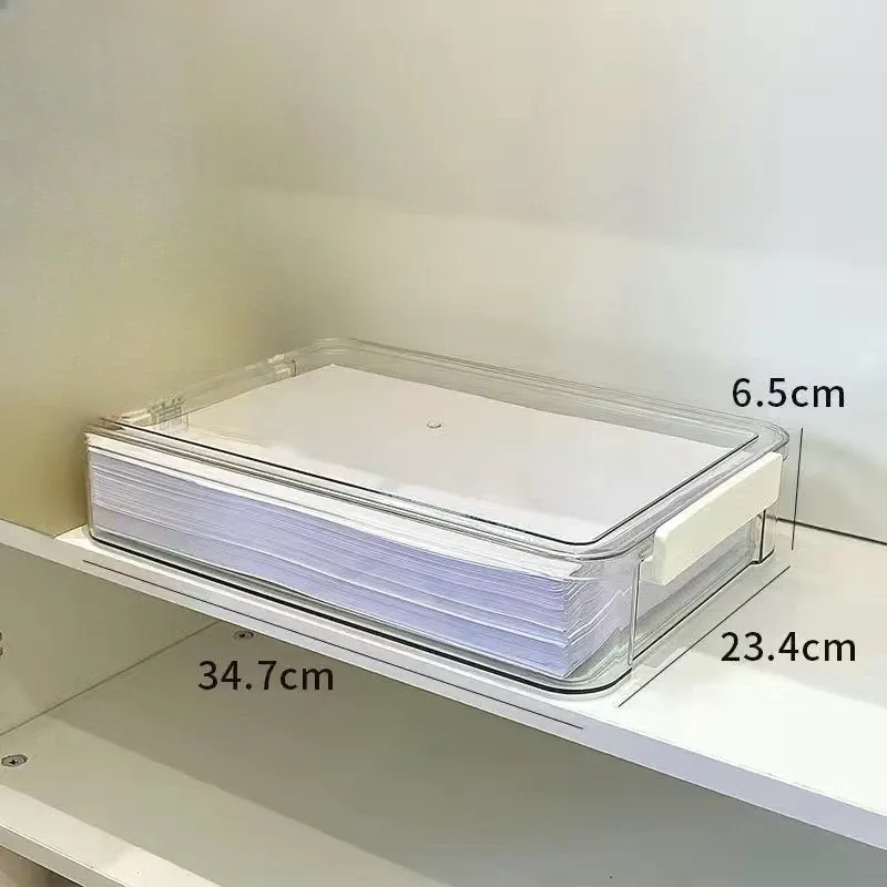 Organisateur de bureau transparent en acrylique pour documents A4, avec boîte de rangement anti-poussière pour papiers et cartes 8