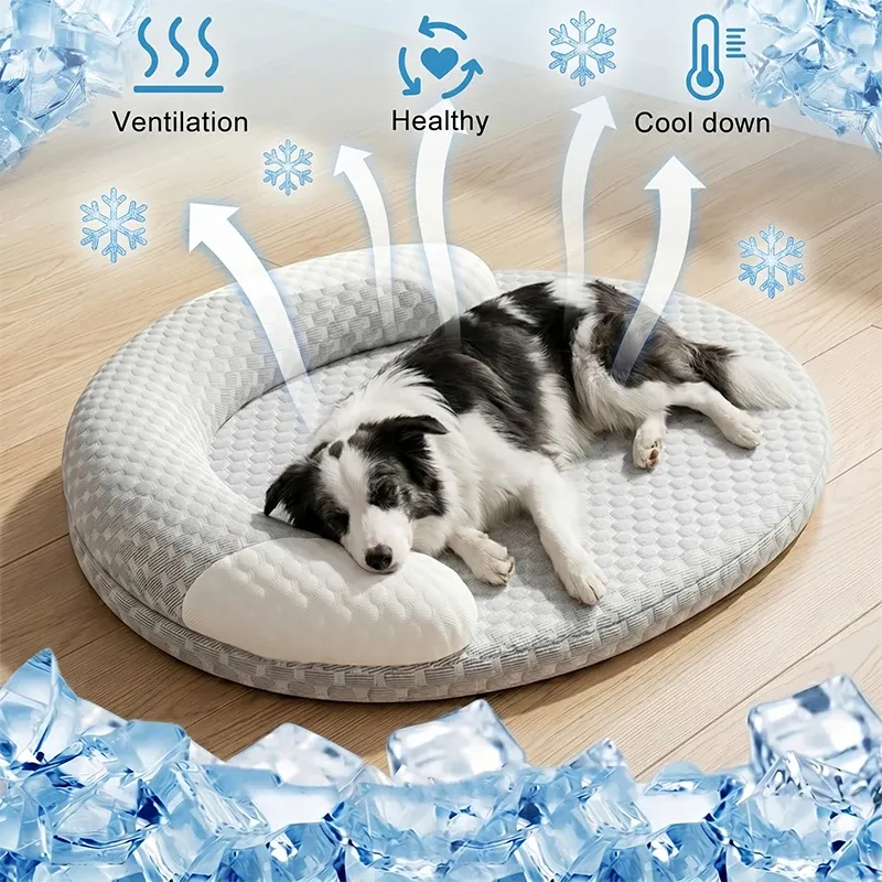 Coussin rafraîchissant ovale pour animaux de compagnie, tapis d'été respirant pour chiens et chats, toutes tailles - Image 1