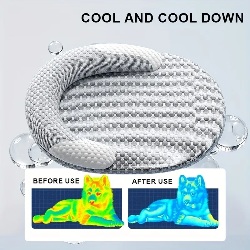 Coussin rafraîchissant ovale pour animaux de compagnie, tapis d'été respirant pour chiens et chats, toutes tailles 4
