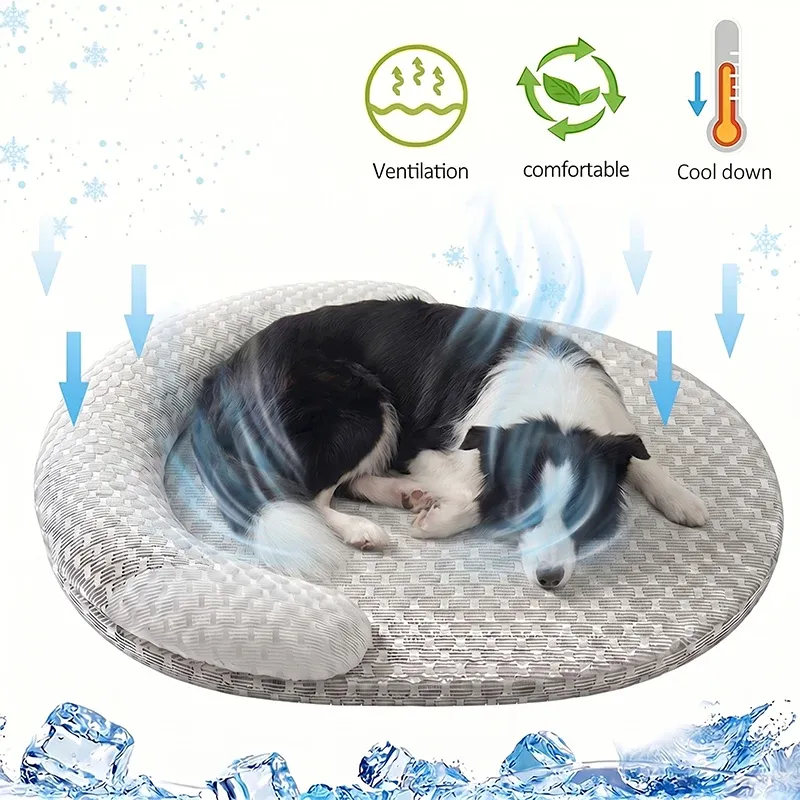 Coussin rafraîchissant ovale pour animaux de compagnie, tapis d'été respirant pour chiens et chats, toutes tailles 5