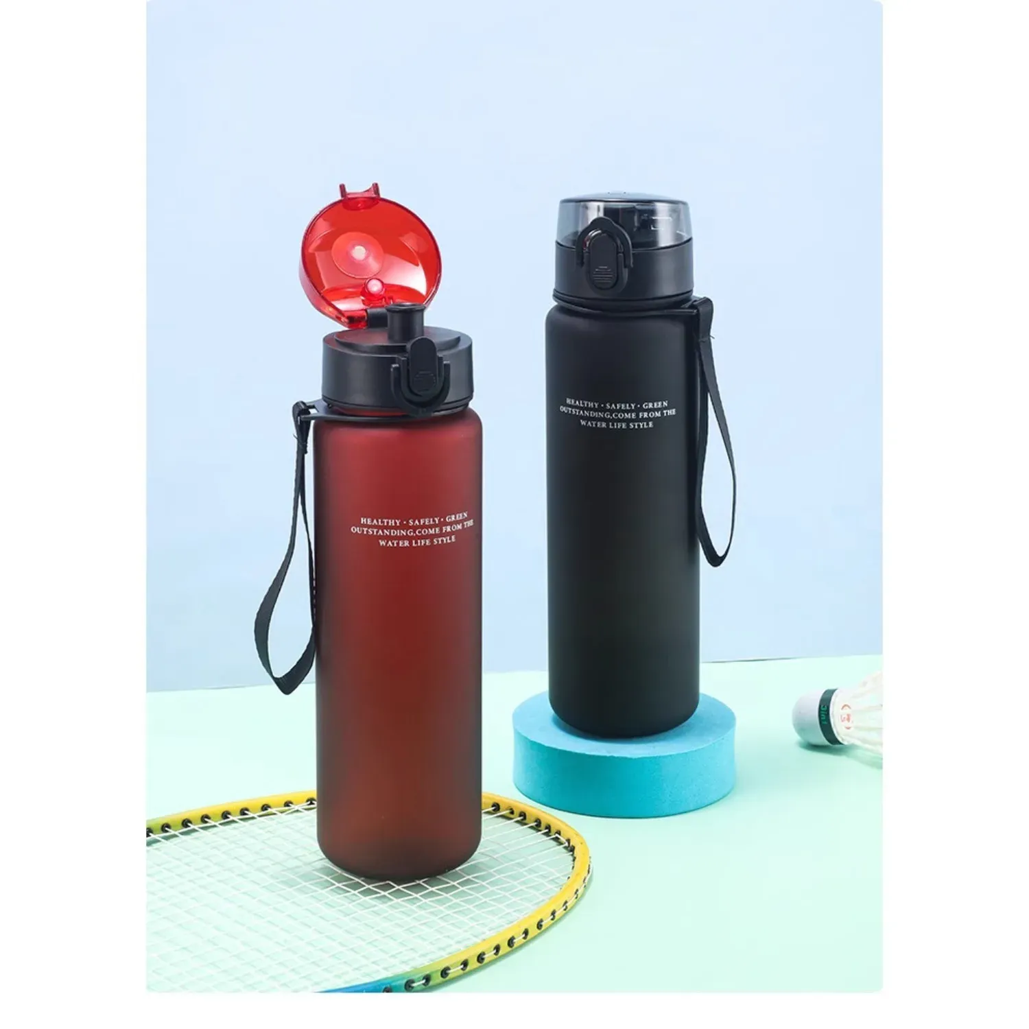 Bouteille d'eau de sport en situation d'utilisation