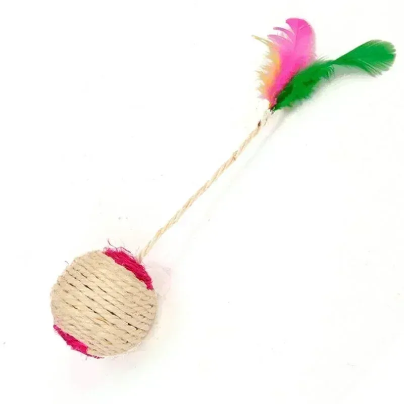 Jouet interactif à gratter en sisal avec plumes pour chaton 6