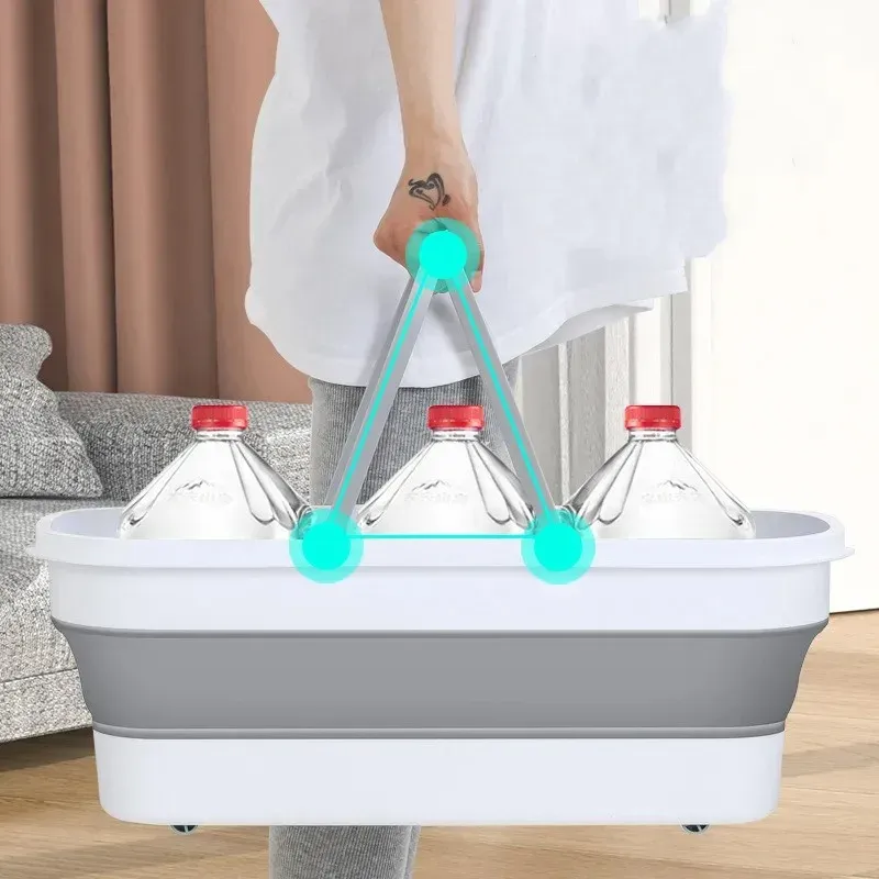 Seau pliable en plastique 30 L pour camping et usage ménager 3