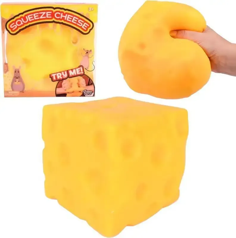 Jouet anti-stress en forme de fromage jaune, en plastique souple à presser 3
