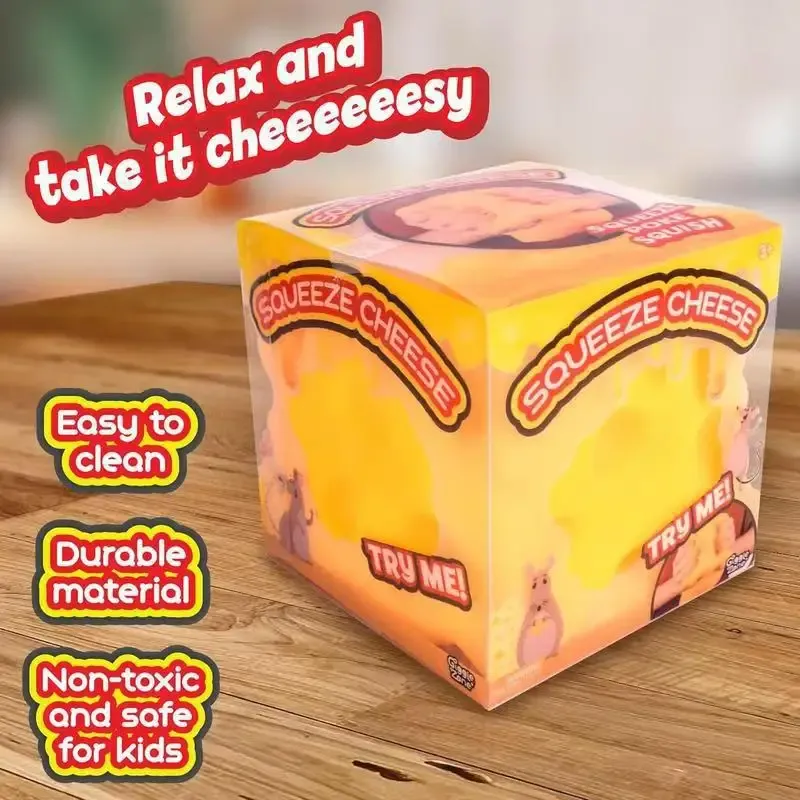 Jouet anti-stress en forme de fromage jaune, en plastique souple à presser 2