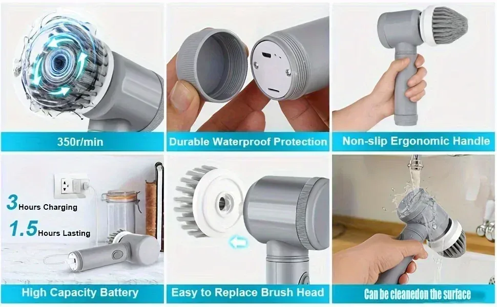Brosse de nettoyage électrique, vue détaillée