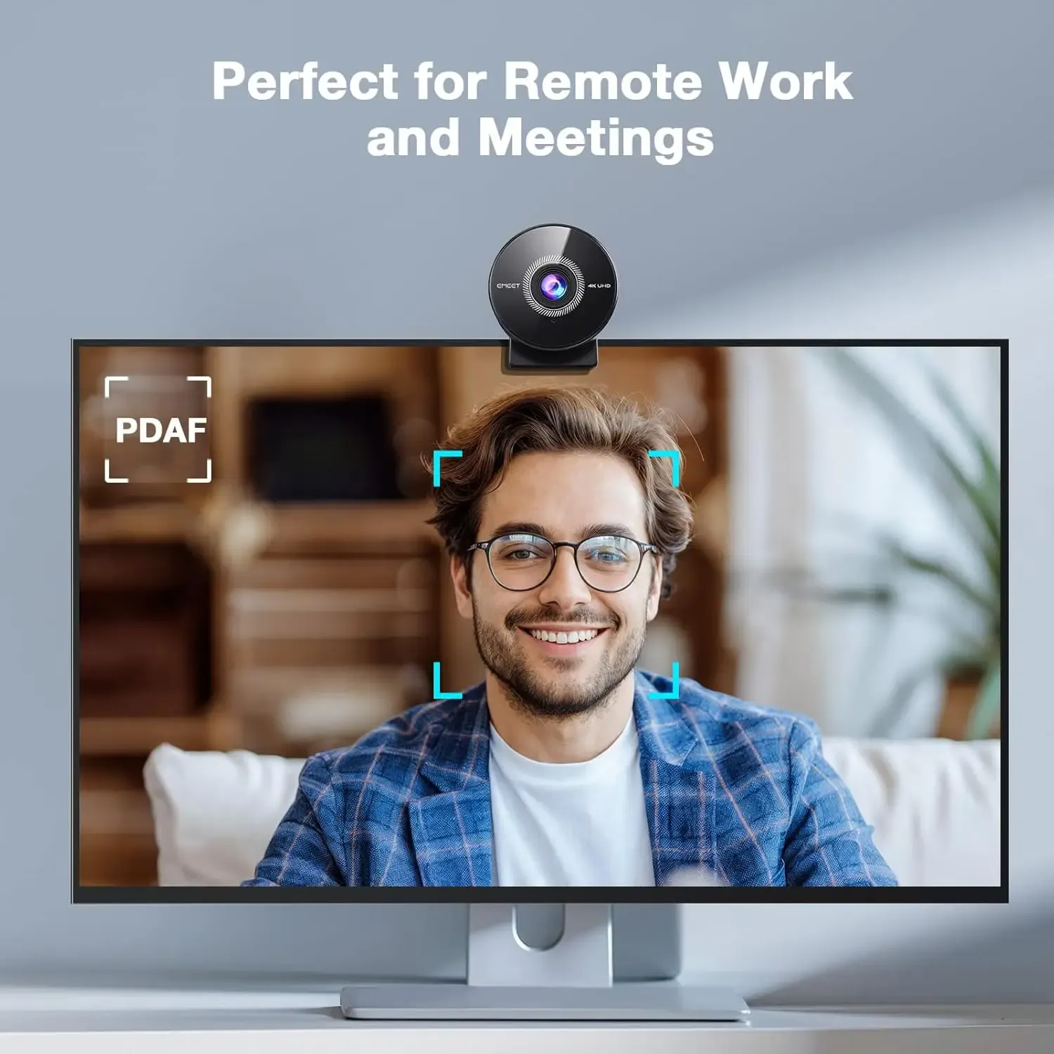 Webcam 4K avec microphone, mini caméra USB 1080p 60 fps pour ordinateur de bureau et portable, EMEET 3