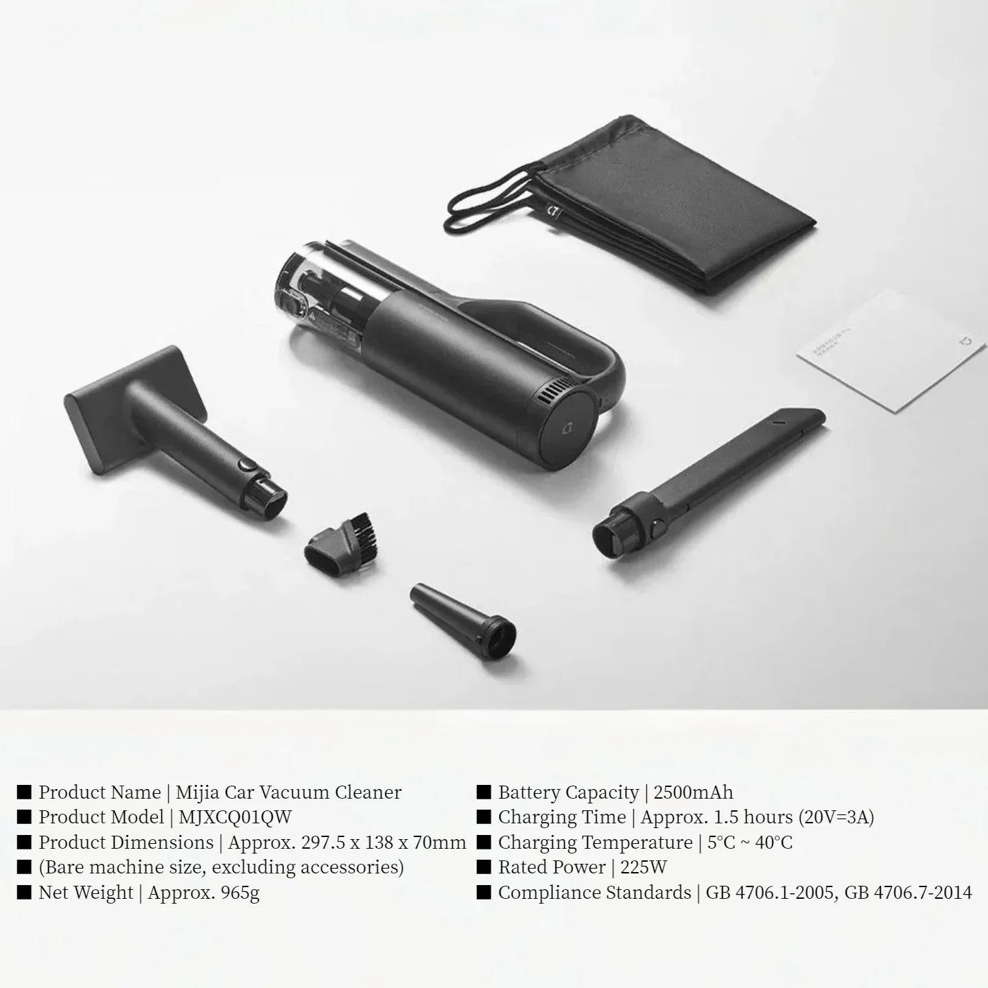 Détail du design de l'aspirateur de voiture Xiaomi