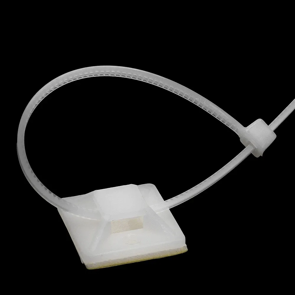 Pinces de fixation auto-adhésives blanches pour siège, lot de 100, support mural pour fil à fermeture éclair, base d'attache de câble 2 cm x 2 cm 4