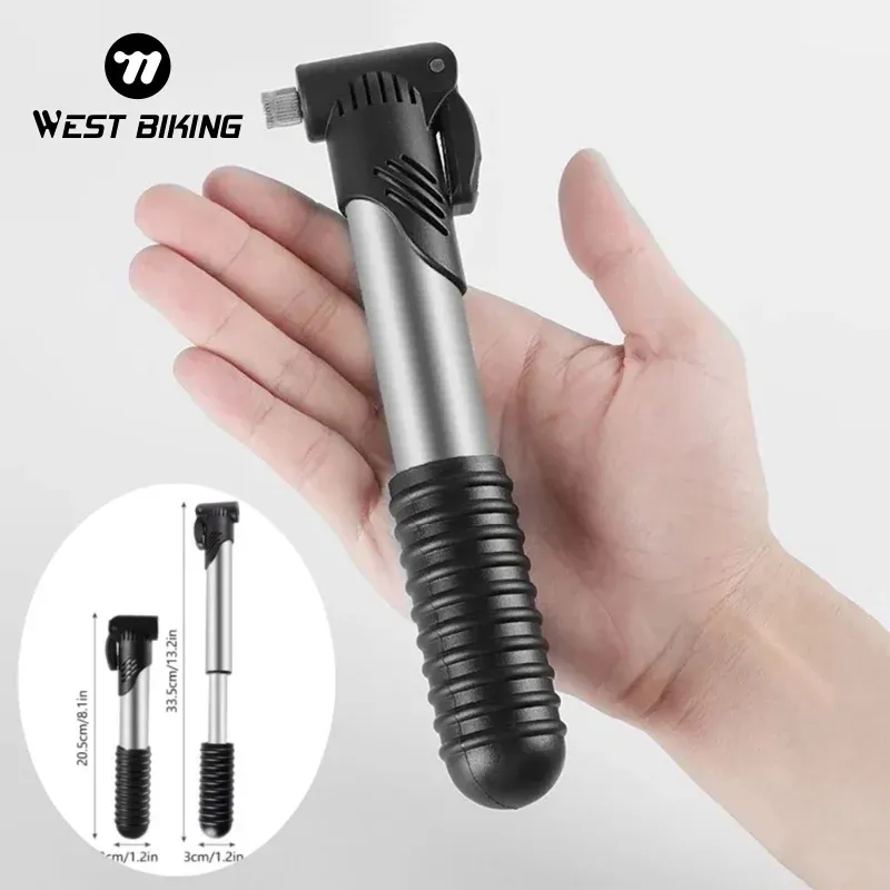 WEST BIKING – Mini pompe à vélo portable à air manuel, compatible valves Schrader et Presta - Image 1