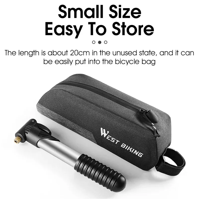 WEST BIKING – Mini pompe à vélo portable à air manuel, compatible valves Schrader et Presta 3